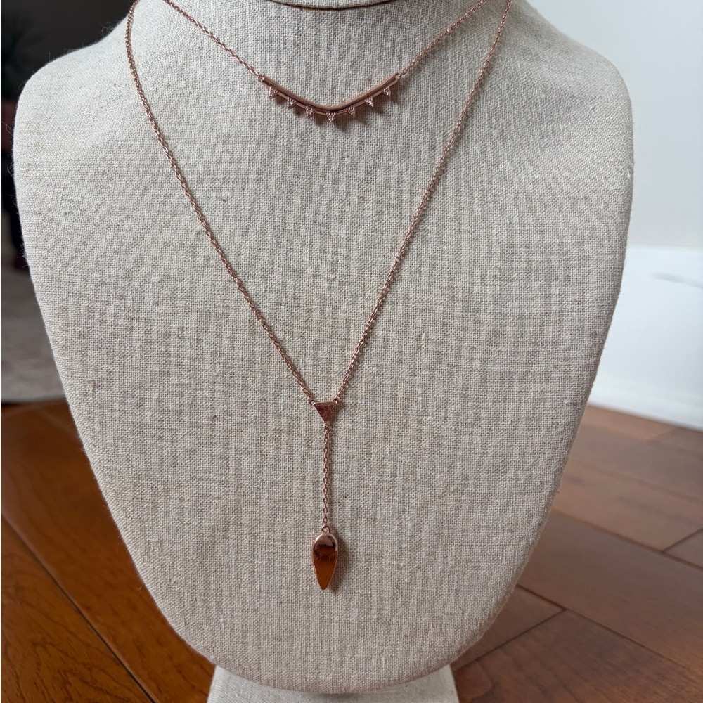 Rose Gold Layered Triangle Drop Necklace - Women Jewelry